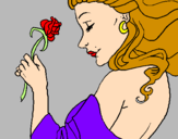 Coloring page Princess with a rose painted byMarga