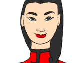 Coloring page Young Chinese woman painted byGIL ESCARRABILL