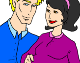 Coloring page Father and mother painted byMicaela F. Villalobos R.