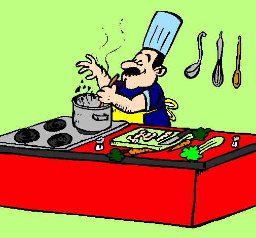 Coloring page Cook in the kitchen painted byjo sull