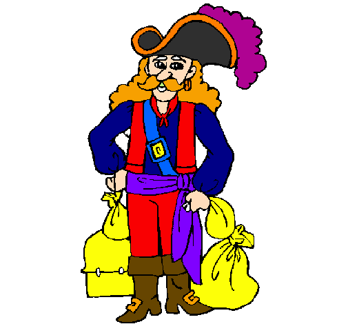 Pirate with sacks of gold
