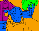Coloring page Lamb eating a leaf painted byoliver and archie