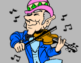 Coloring page Leprechaun playing the violin painted byMarga