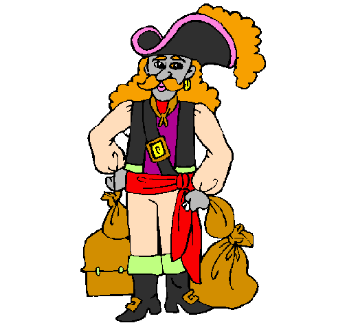 Pirate with sacks of gold