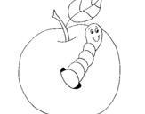 Coloring page Apple with worm painted byManzana
