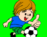 Coloring page Boy playing football painted byjulia