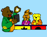 Coloring page Bear teacher and his students painted bylove45791