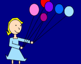 Coloring page Girl with balloons painted byDarielys
