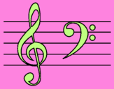 Coloring page Treble and bass clefs painted bymontse
