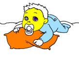 Coloring page Baby playing painted bya