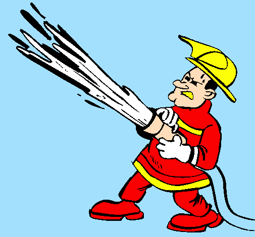 Firefighter with fire hose