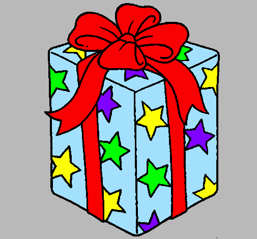 Present wrapped in starry paper