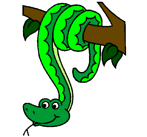 Coloring page Snake hanging from a tree painted by125