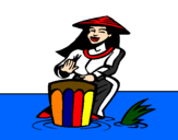 Coloring page Woman playing the bongo painted bysylvester