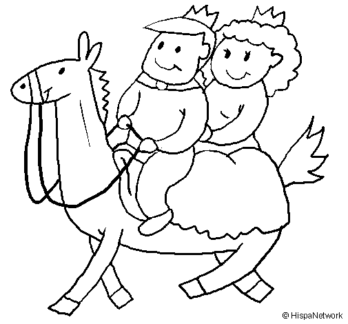 Prince and princess on horseback