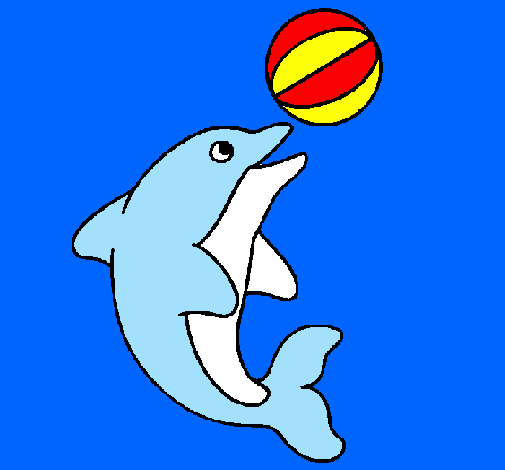 Coloring page Dolphin playing with a ball painted byvera celine