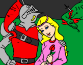 Coloring page Saint George and Princess painted bysarpeterbraifsord