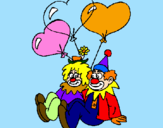 Coloring page Clowns in love painted byFlor