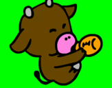 Coloring page Baby cow painted byviviana