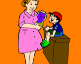 Coloring page Nurse and little boy painted byEleni