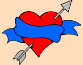 Coloring page Heart, arrow and ribbon painted byMarga