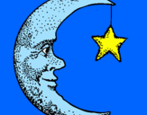 Coloring page Moon and star painted byPooh Bear