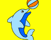 Coloring page Dolphin playing with a ball painted bymilton