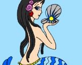 Coloring page Mermaid and pearl painted bymetania