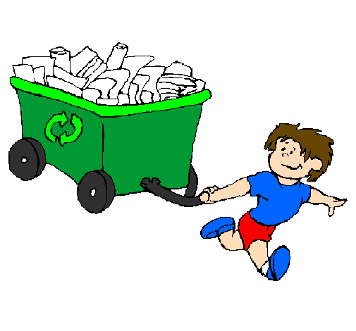 Little boy recycling