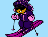 Coloring page Little boy skiing painted byBRITTANY