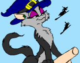 Coloring page Witch cat painted byWhitebull