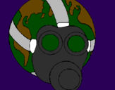Coloring page Earth with gas mask painted byRider Master