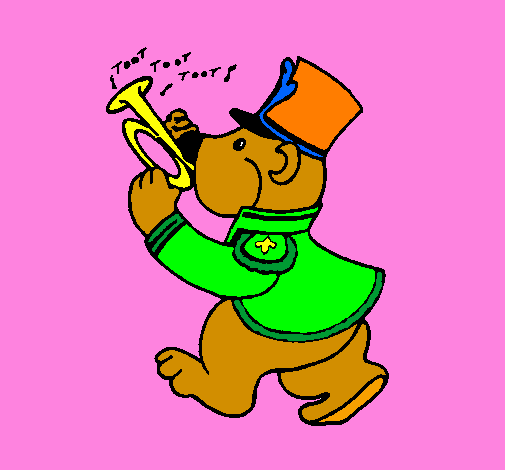 Bear trumpet player