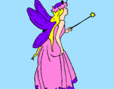 Coloring page Fairy with long hair painted bycrystalena