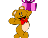 Coloring page Teddy bear with present painted bymariana
