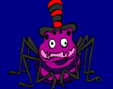 Coloring page Spider with hat painted byladybug