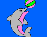 Coloring page Dolphin playing with a ball painted bylinda kenya