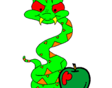 Coloring page Snake and apple painted byDaddy
