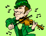 Coloring page Leprechaun playing the violin painted bydiing