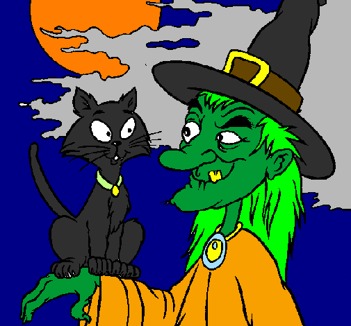 Witch and cat