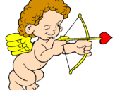 Coloring page Cupid aiming his bow  painted bykeke