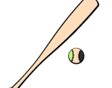 Coloring page Baseball bat and baseball ball painted bymario
