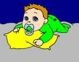 Coloring page Baby playing painted byjennifer