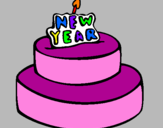 Coloring page New year cake painted bybrunella e aurora