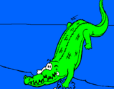 Coloring page Alligator entering water painted byouis