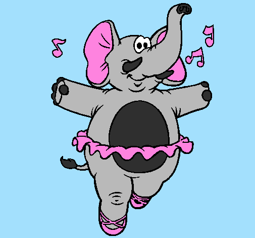 Coloring page Elephant wearing tutu painted byalex