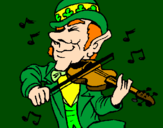 Coloring page Leprechaun playing the violin painted bypatrick