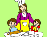 Coloring page Cooking with mom painted byveronica