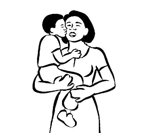 Coloring page Motherly kiss painted byyuan