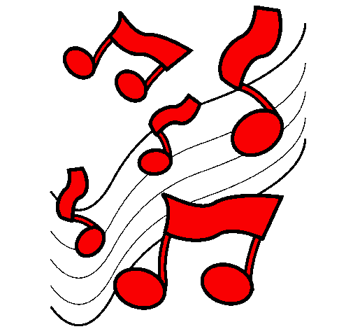 Coloring page Musical notes on the scale painted bysylvester